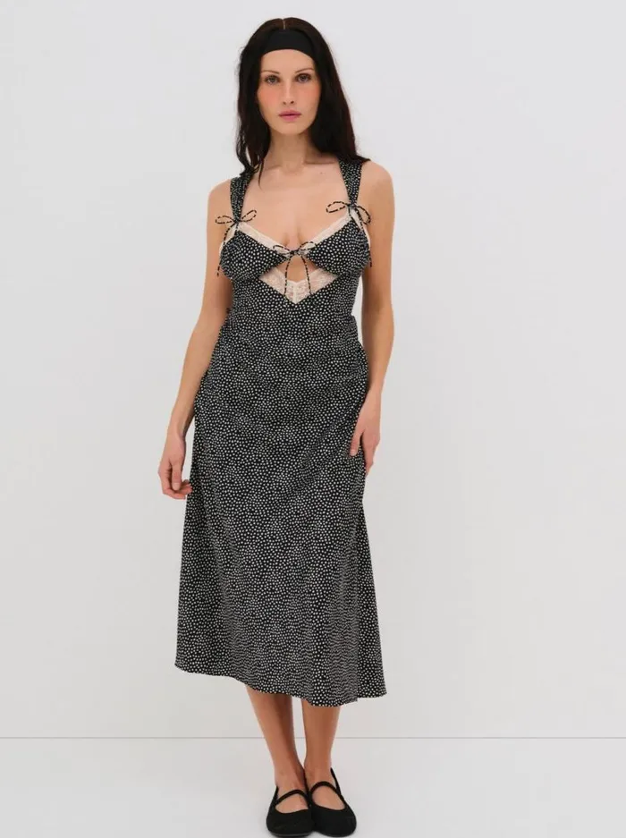 For Love and Lemons Lingerie Evangeline Midi Slip Dress Black 8211 Women