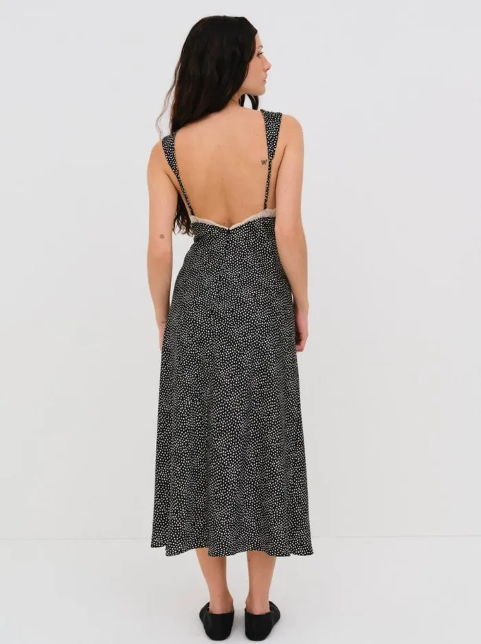 For Love and Lemons Lingerie Evangeline Midi Slip Dress Black 8211 Women