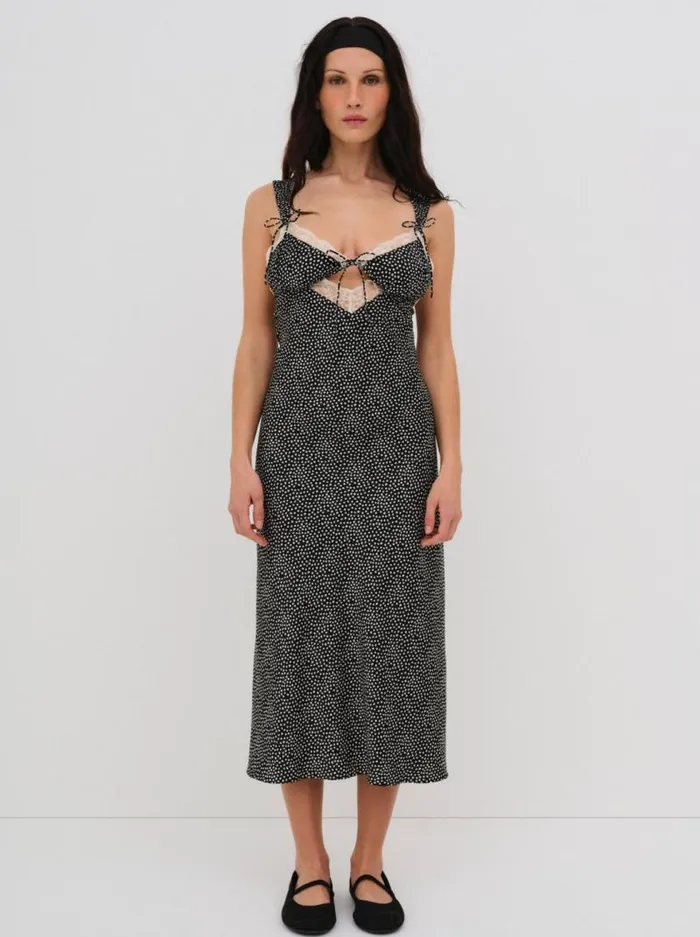 For Love and Lemons Lingerie Evangeline Midi Slip Dress Black 8211 Women