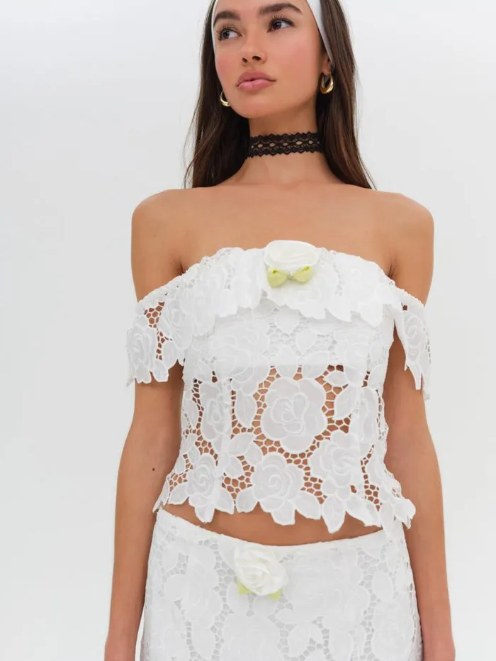 For Love and Lemons Tops Claudia Off Shoulder Top White 8211 Women