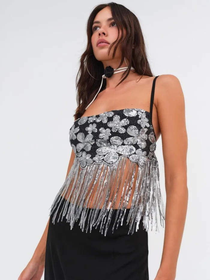 For Love and Lemons Tops Colette Crop Top Black 8211 Women
