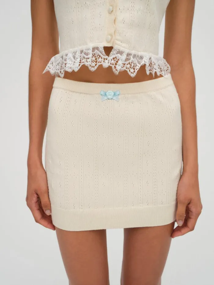 For Love and Lemons Tops Daniela Knit Mini Skirt Beige 8211 Women