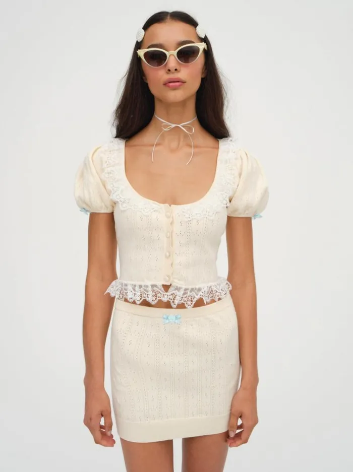 For Love and Lemons Tops Daniela Knit Mini Skirt Beige 8211 Women For Love and Lemons Tops Daniela Knit Mini Skirt Beige 8211 Women