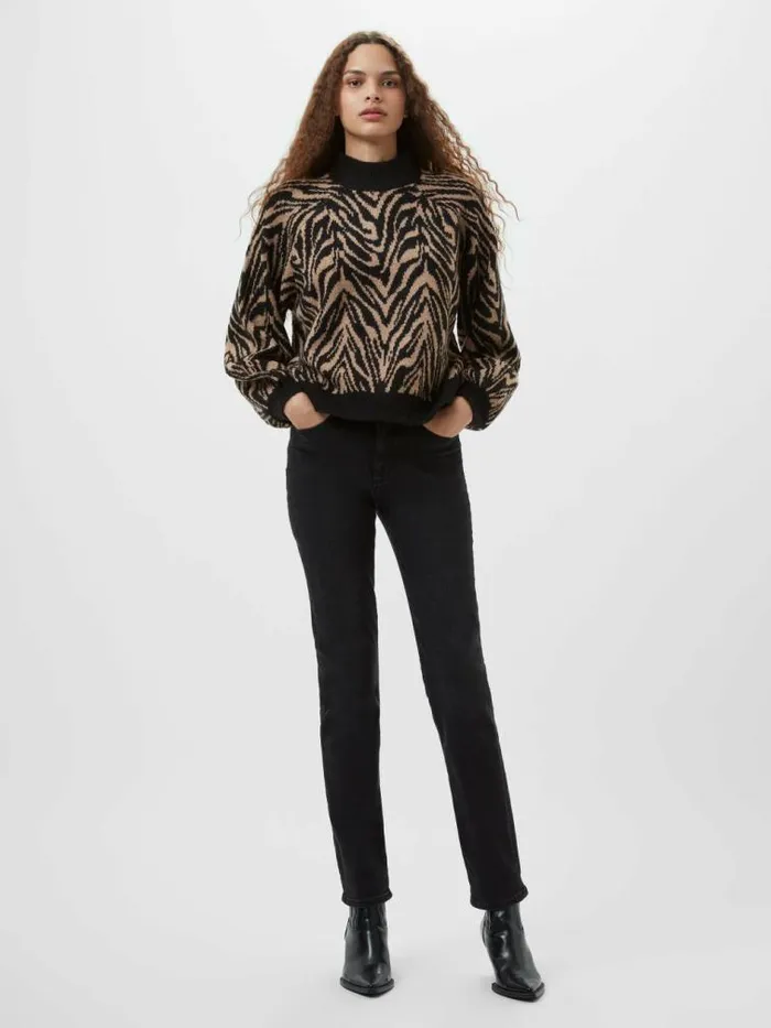 French Connection Animal Pattern Jumper Blacktan Women Jumpers and Cardigans