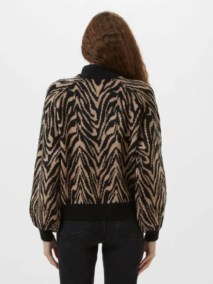French Connection Animal Pattern Jumper Blacktan Women Jumpers and Cardigans