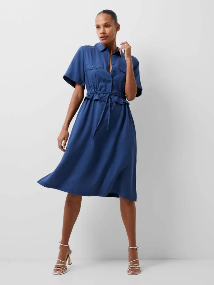 French Connection Arielle Shirt Dress Midnight Blue Women Dresses