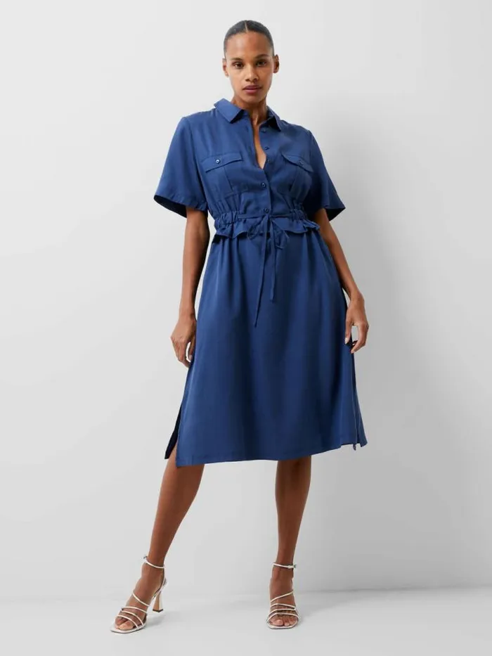 French Connection Arielle Shirt Dress Midnight Blue Women Dresses