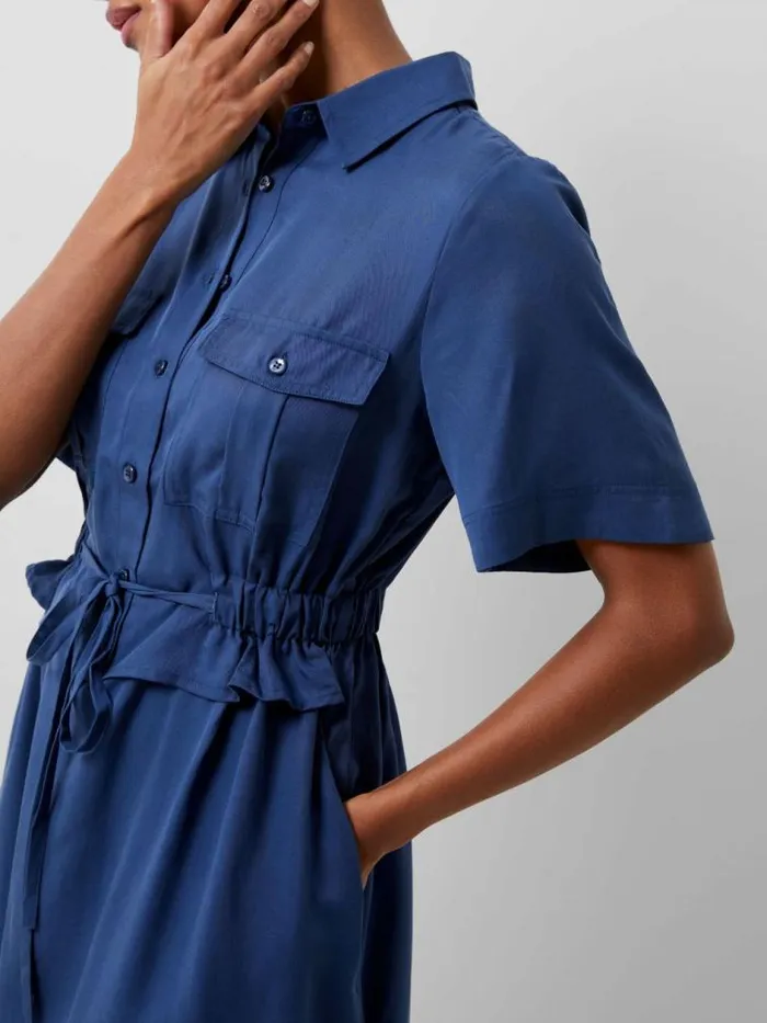French Connection Arielle Shirt Dress Midnight Blue Women Dresses