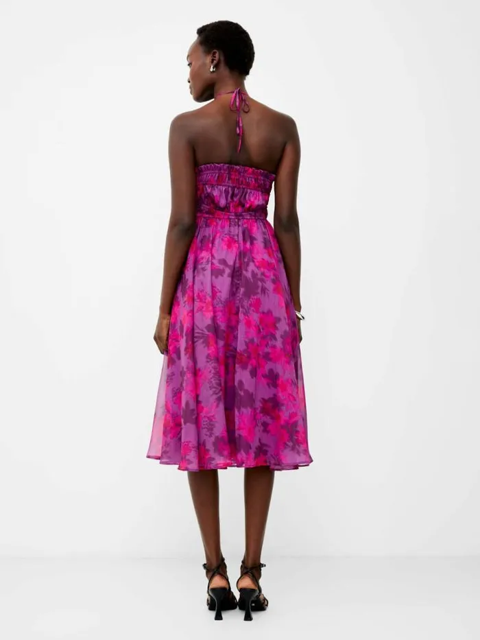 French Connection Arla Hallie Crinkle Halterneck Dress Meadow Mauve Women Dresses