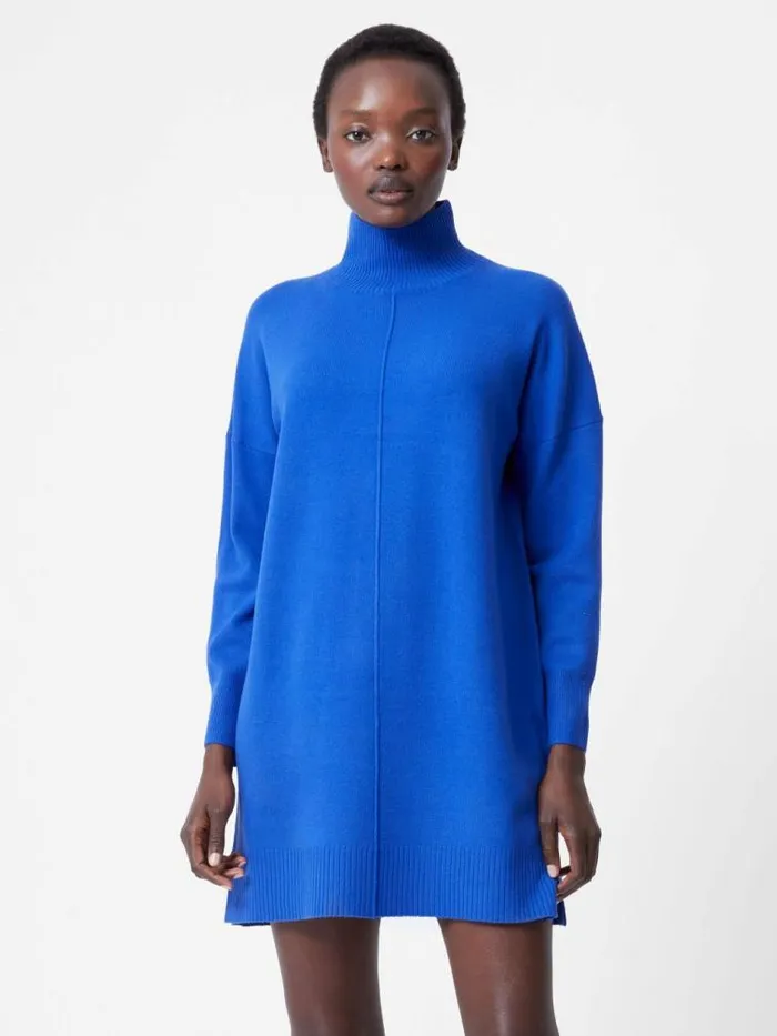 French Connection Babysoft Roll Neck Seam Mini Dress Cobalt Women Dresses