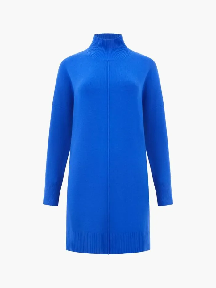 French Connection Babysoft Roll Neck Seam Mini Dress Cobalt Women Dresses