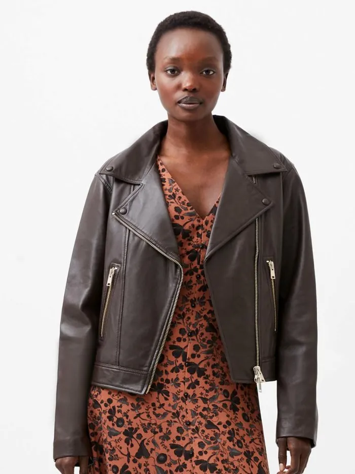 French Connection Becket Leather Military Jacket Chocolate Ganache Women Coats and Jackets French Connection Becket Leather Military Jacket Chocolate Ganache Women Coats and Jackets