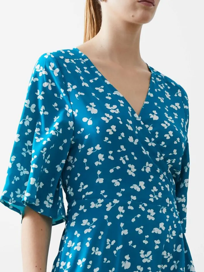 French Connection Bonita Wrap Angel Dress Peacockwhite Women Dresses