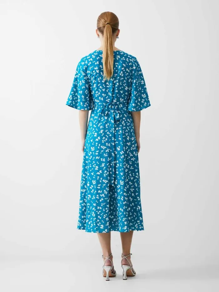 French Connection Bonita Wrap Angel Dress Peacockwhite Women Dresses