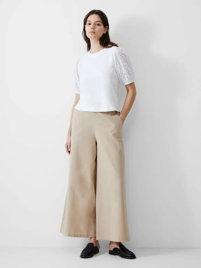 French Connection Broderie Sleeve Top White Women Tops