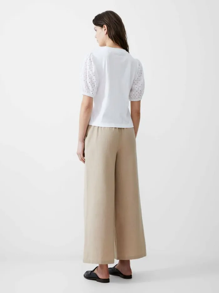 French Connection Broderie Sleeve Top White Women Tops