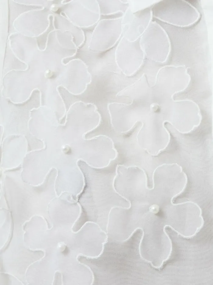 French Connection Camden 3D Floral Embellished Shirt Summer White Women Tops