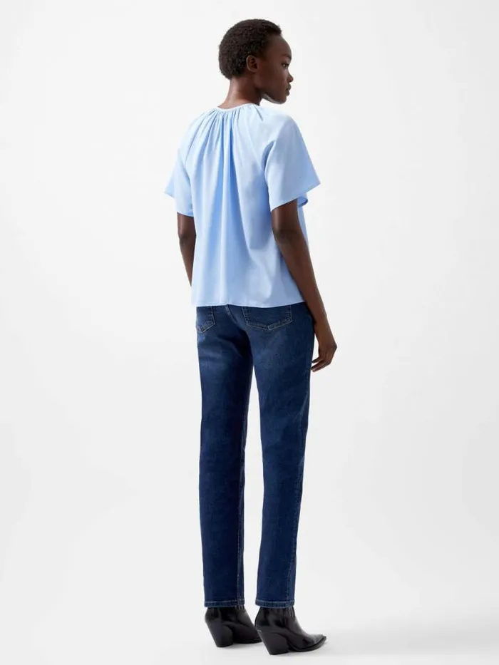 French Connection Capriana Crepe Light Top Dusted Blue Women Tops