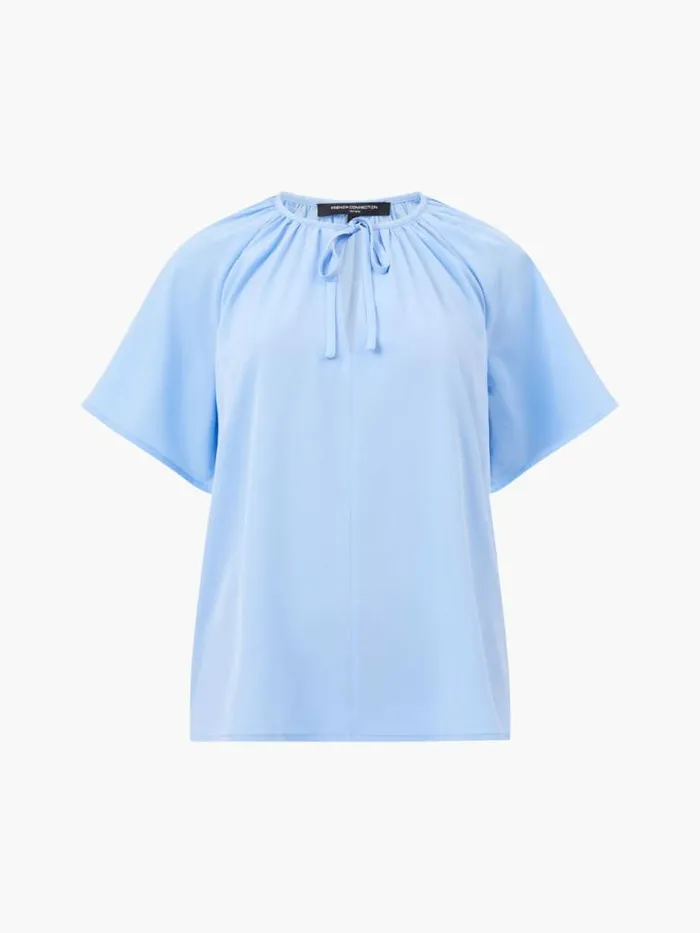 French Connection Capriana Crepe Light Top Dusted Blue Women Tops