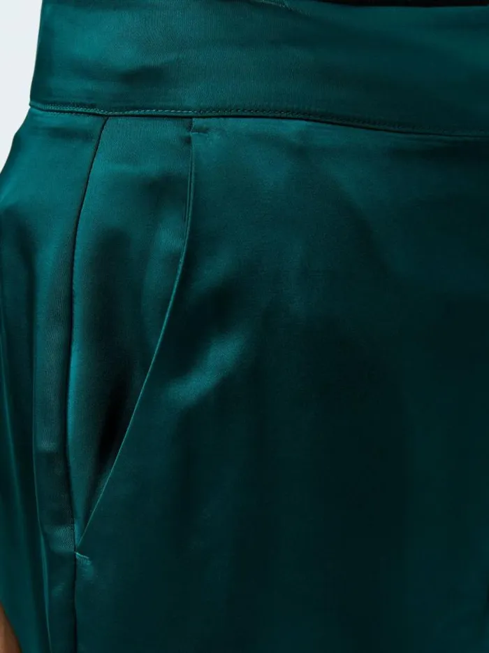 French Connection Carey Satin Trousers Forest Women Trousers