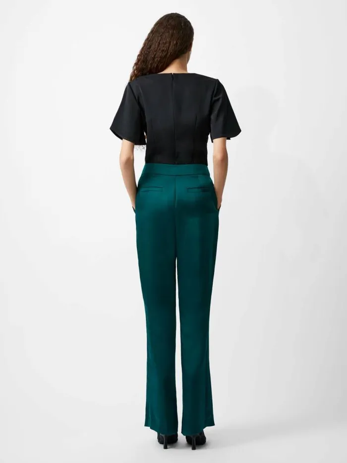 French Connection Carey Satin Trousers Forest Women Trousers