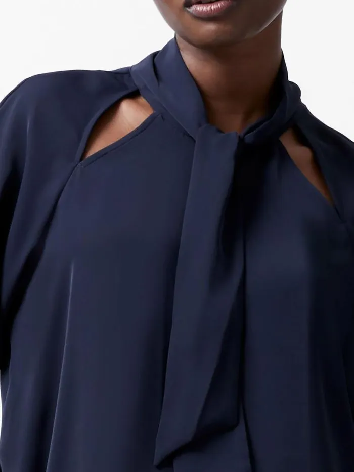 French Connection Carmen Recycled Crepe Tie Blouse Marine Women Tops
