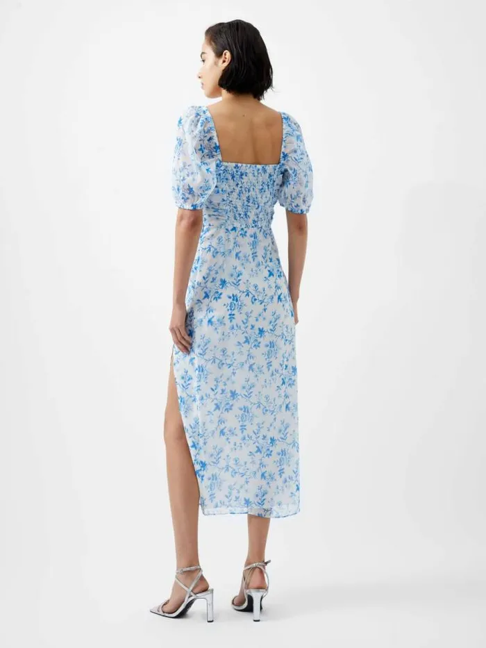 French Connection Catrina Crinkle Ruched Dress Summer Whiteblue Women Dresses