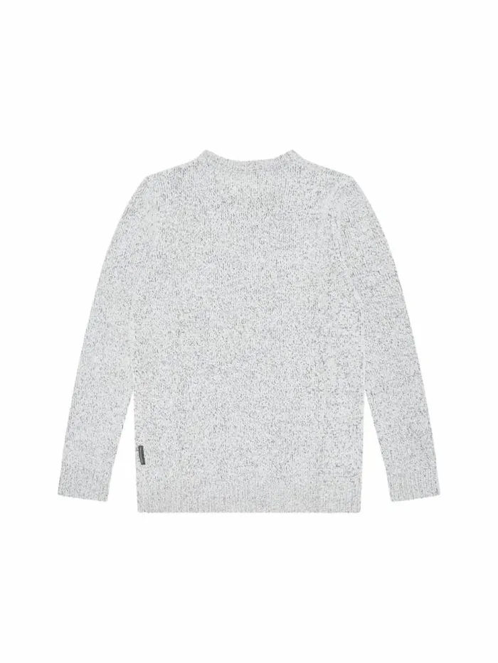 French Connection Chenille Crew Neck Jumper Light Grey Melange Men Knitwear