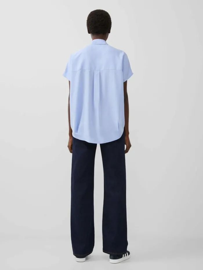 French Connection Crepe Light Recycled Popover Shirt Bluebell Women Tops