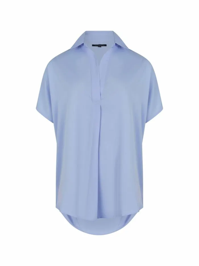French Connection Crepe Light Recycled Popover Shirt Bluebell Women Tops
