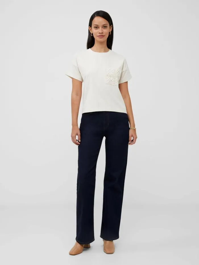 French Connection Crochet Pocket TShirt Classic Cream Women Tops