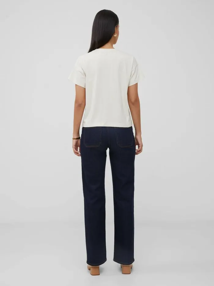 French Connection Crochet Pocket TShirt Classic Cream Women Tops