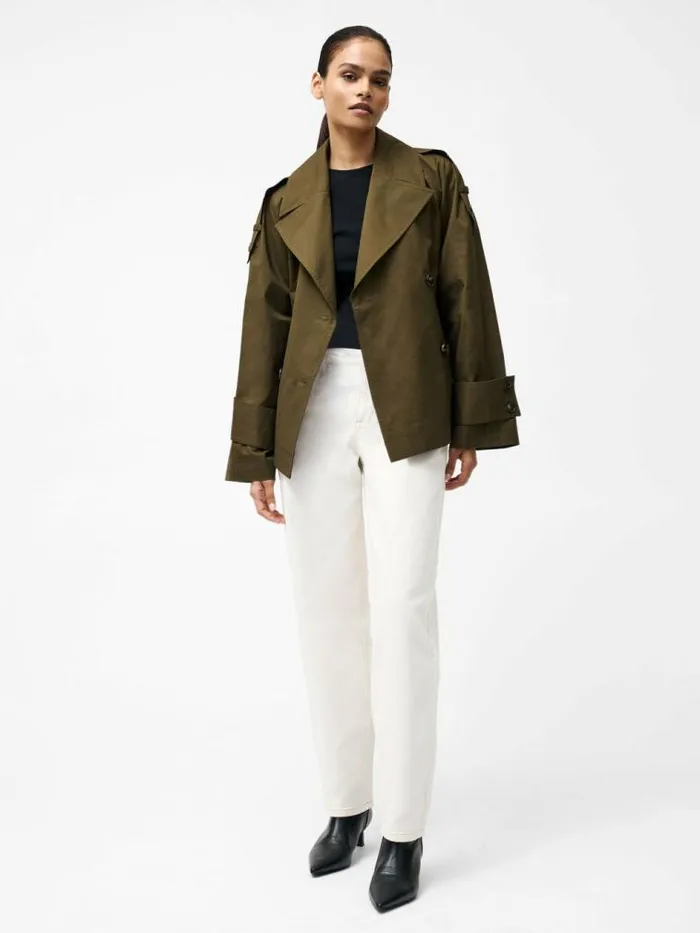 French Connection Denby Belted Trench Coat Khaki Women Coats and Jackets