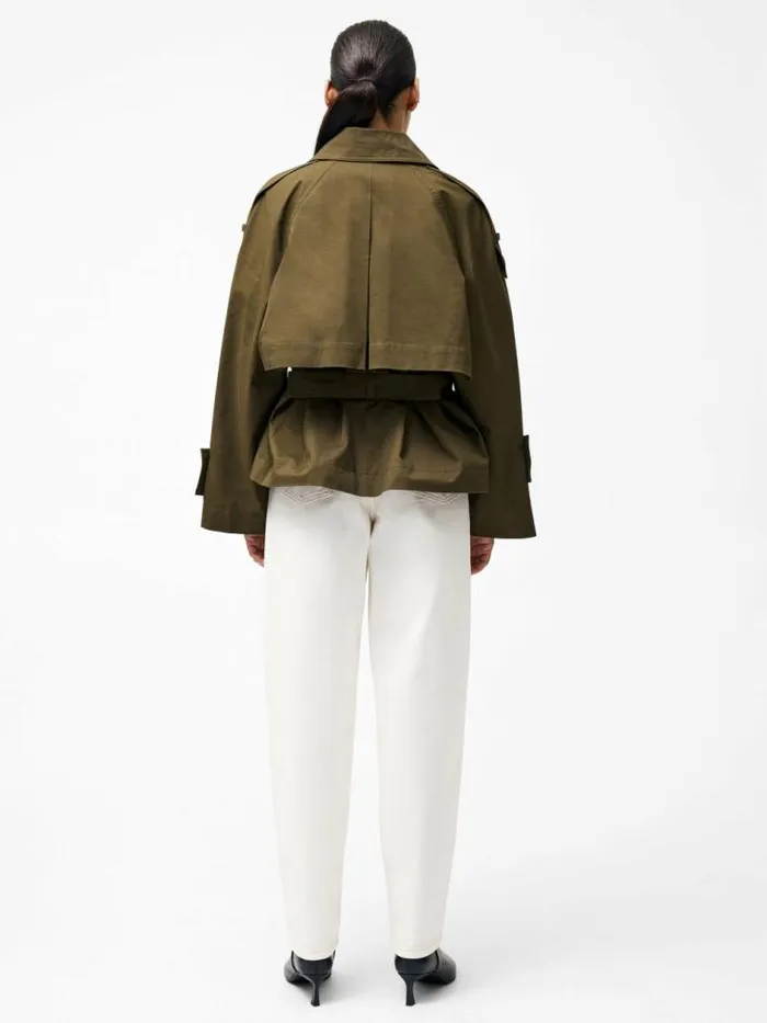 French Connection Denby Belted Trench Coat Khaki Women Coats and Jackets