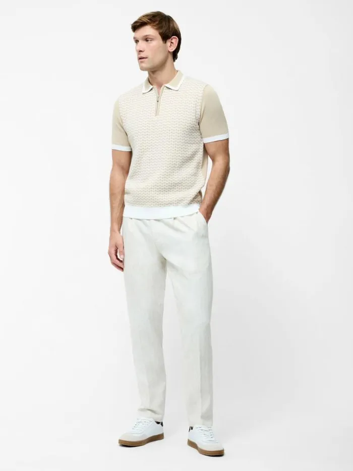 French Connection Diamond Trophy Knit Shirt Ecrusand Men Knitwear