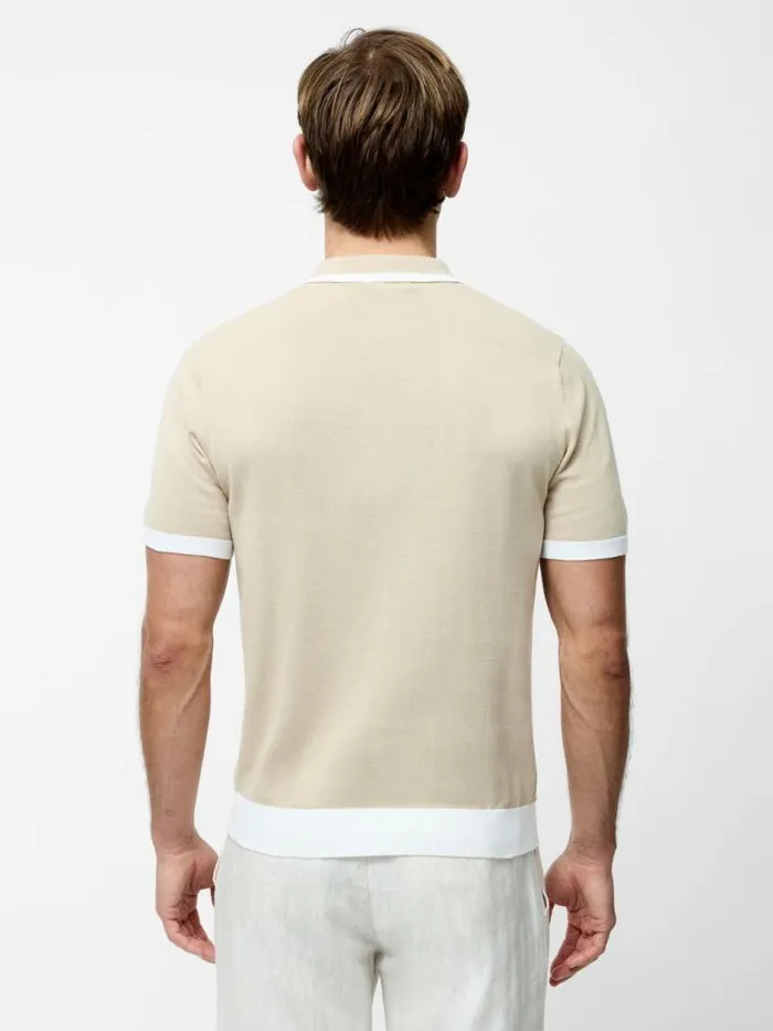 French Connection Diamond Trophy Knit Shirt Ecrusand Men Knitwear