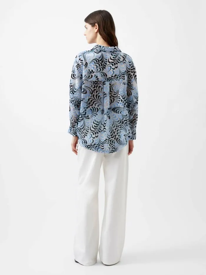 French Connection Diandra Devore VNeck Button Through Popover Shirt Mauve Morn Women Tops
