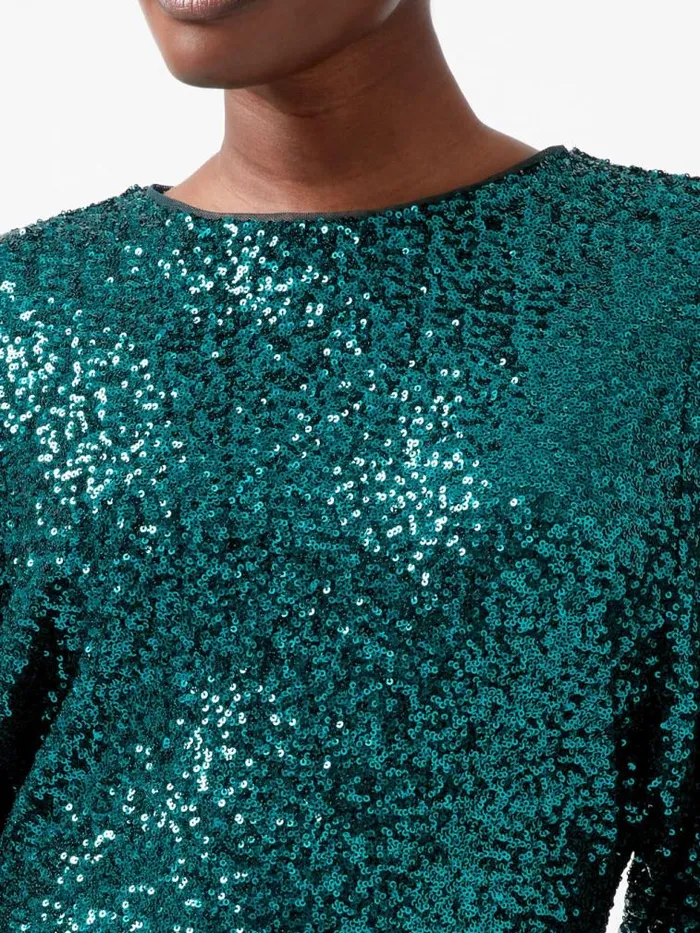 French Connection Elena Sequin Bow Back Mini Dress Forest Women Dresses