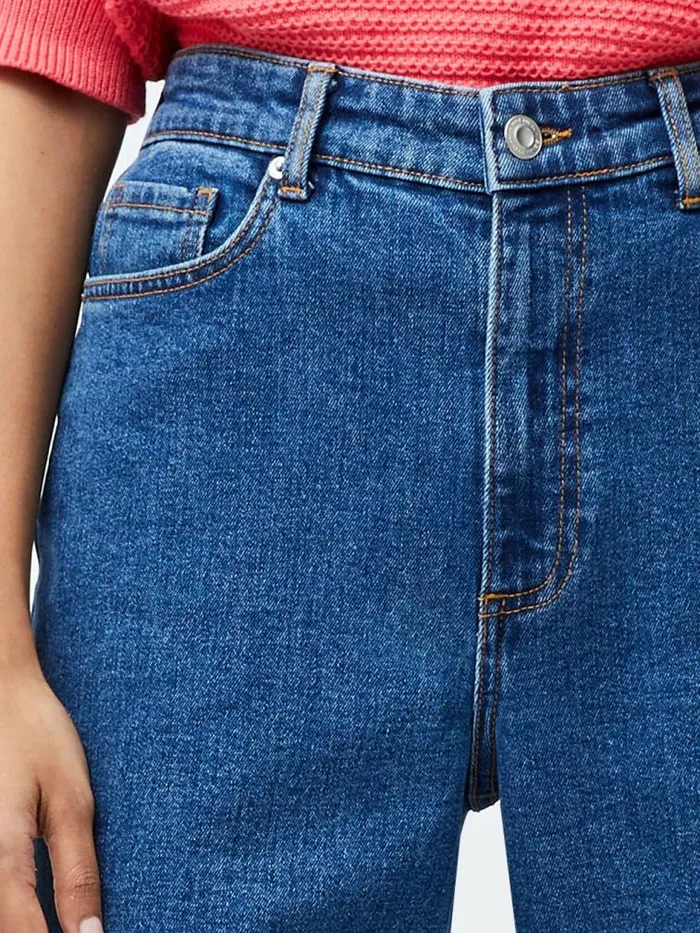 French Connection Elliot Denim Straight Leg Turn Up Jeans Vintage Blue Women Trousers