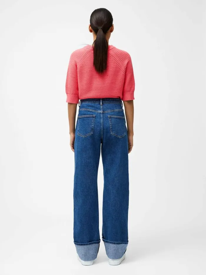 French Connection Elliot Denim Straight Leg Turn Up Jeans Vintage Blue Women Trousers