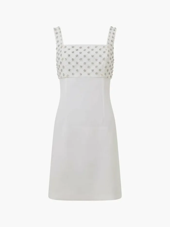 French Connection Embroidered Darcy Crepe Mini Dress Summer White Women Dresses