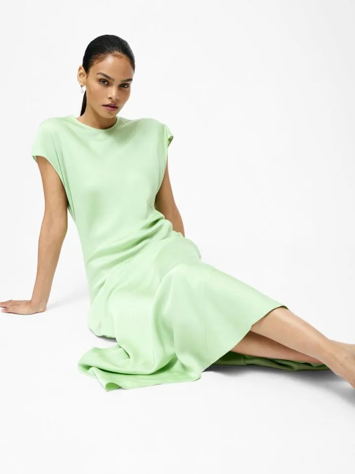 French Connection Ennis Eco Satin Column Shape Dress Apple Green Women Dresses French Connection Ennis Eco Satin Column Shape Dress Apple Green Women Dresses