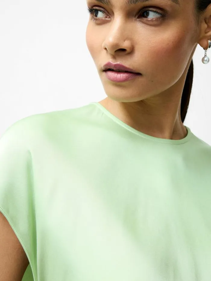 French Connection Ennis Eco Satin Column Shape Dress Apple Green Women Dresses