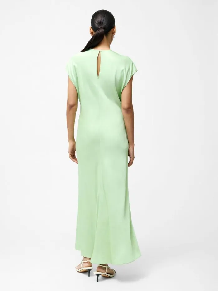 French Connection Ennis Eco Satin Column Shape Dress Apple Green Women Dresses