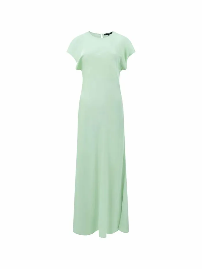 French Connection Ennis Eco Satin Column Shape Dress Apple Green Women Dresses