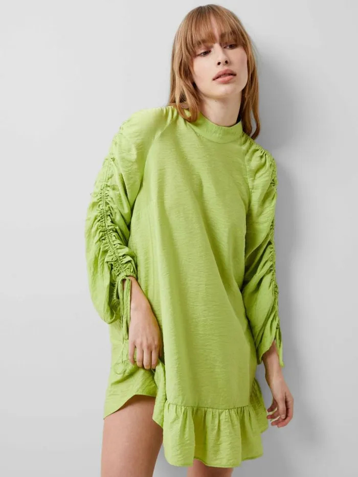 French Connection Faron Drape Dress Wasabi Women Dresses