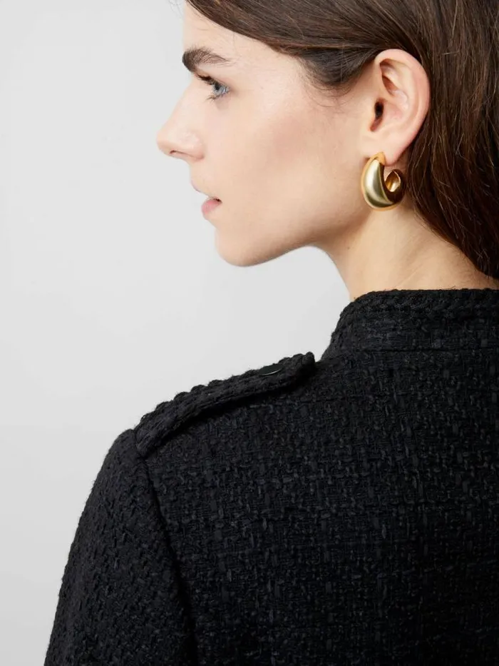 French Connection Felice Tweed Military Jacket Blackout Women Coats and Jackets