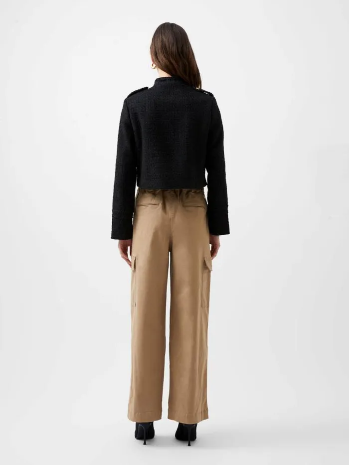 French Connection Felice Tweed Military Jacket Blackout Women Coats and Jackets