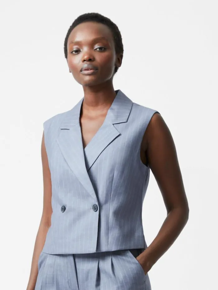 French Connection Fiorella Pinstripe Waistcoat Grey Women Coats and Jackets