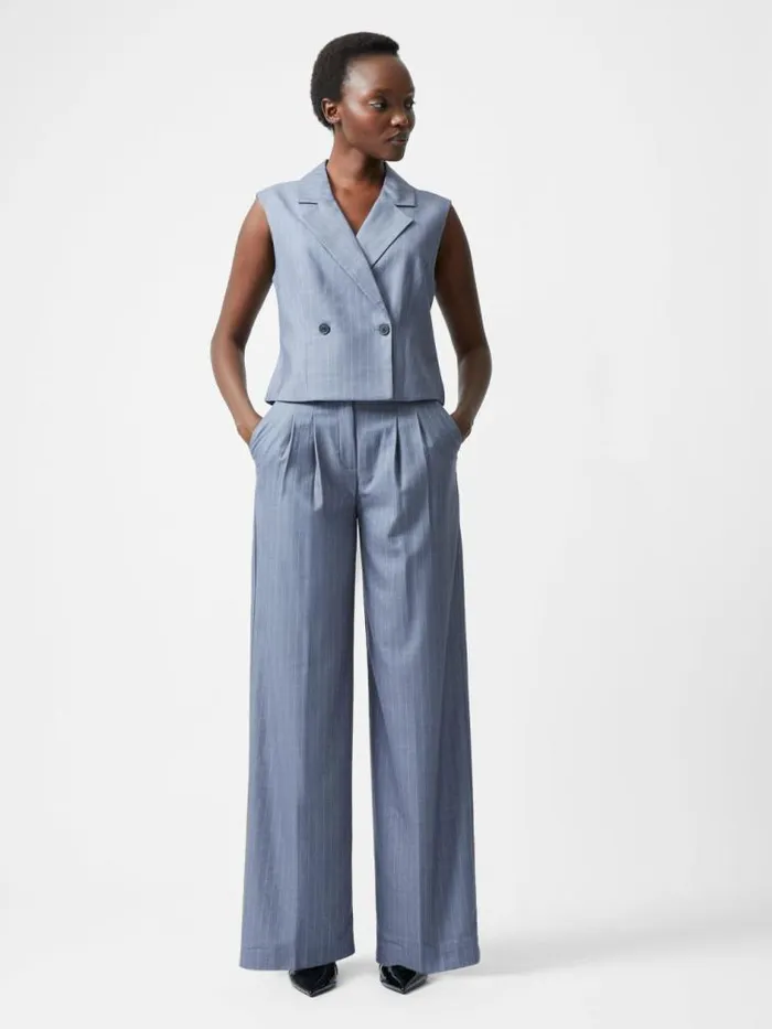 French Connection Fiorella Pinstripe Waistcoat Grey Women Coats and Jackets
